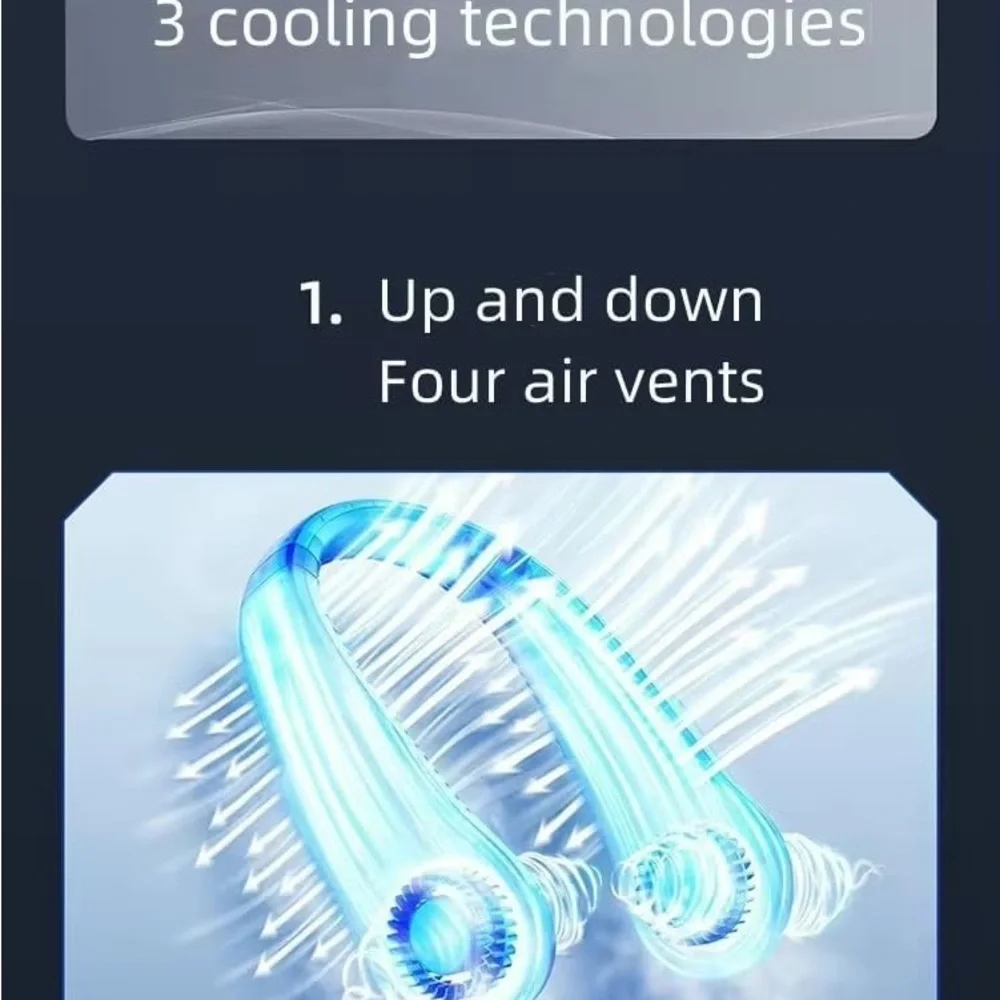 Wireless Neck Fan - Blue and White